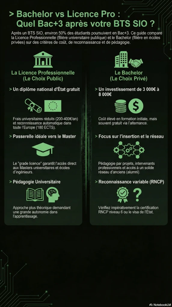 Bachelor vs Licence Pro Informatique après BTS SIO